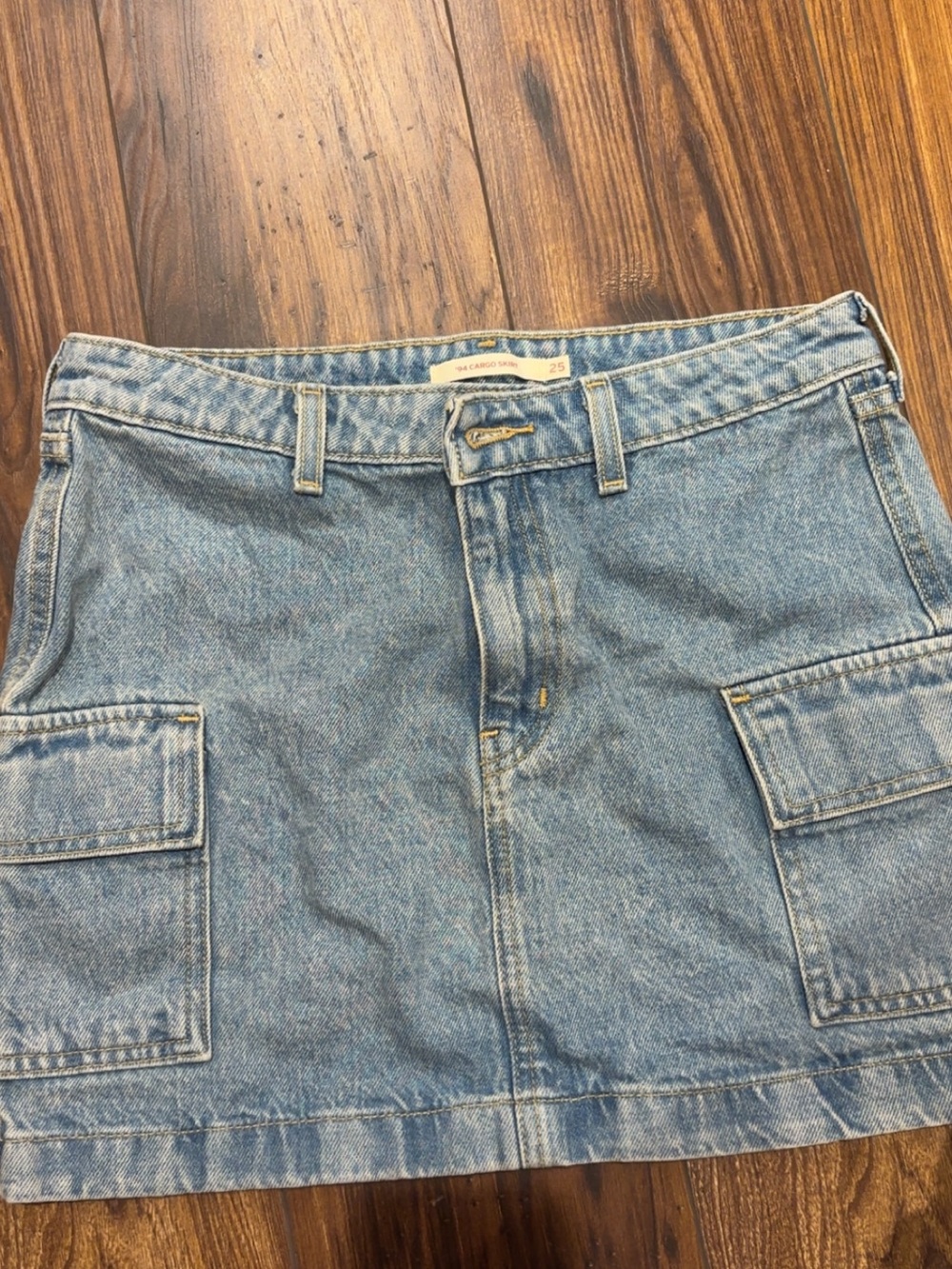 Levi's Light Wash Denim Cargo Mini Skirt
